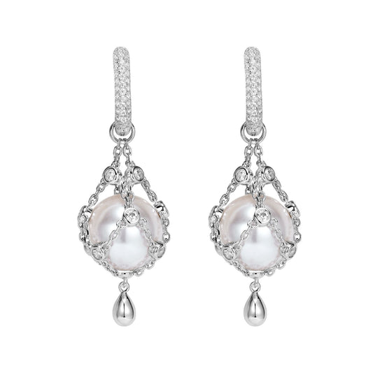 Magic pearl silver earrings