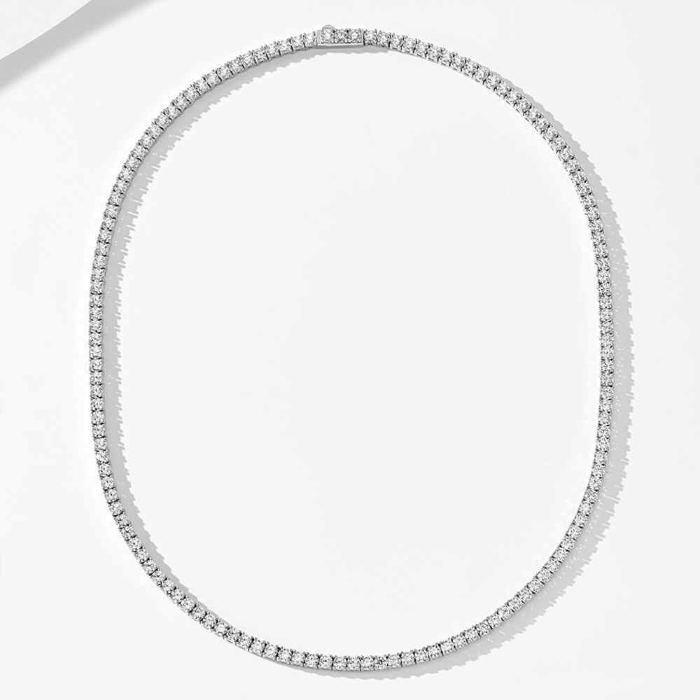Diamond necklace on a white background